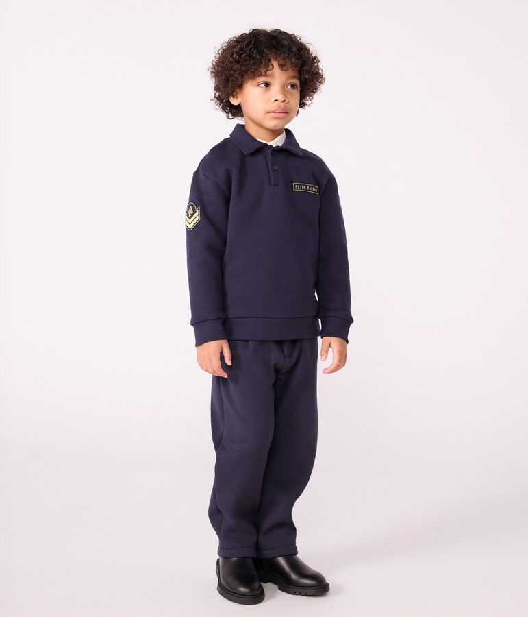 Children's plain cotton polo-style sweatshirt blue