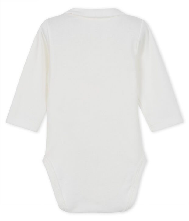 Baby boys' long-sleeved bodysuit with collar white