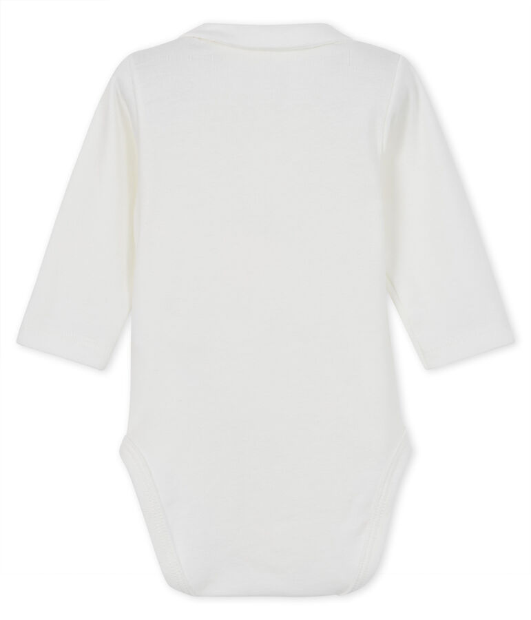 Baby boys' long-sleeved bodysuit with collar white