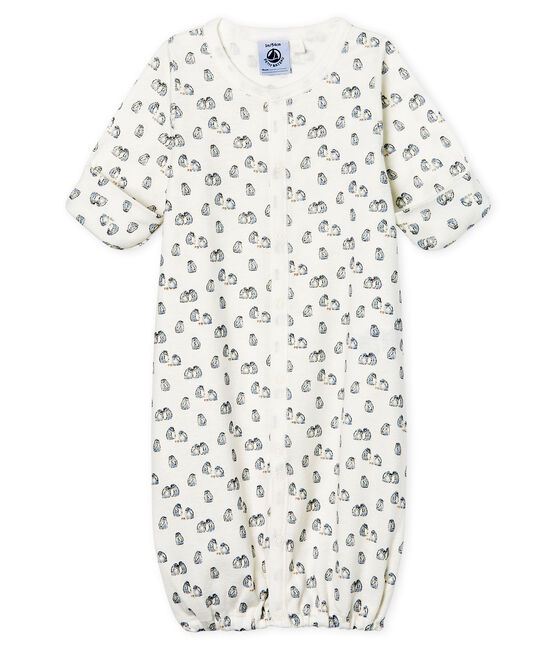 Babies' Ribbed Jumpsuit/Sleeping Bag MARSHMALLOW white/TOUDOU blue/MULTICO