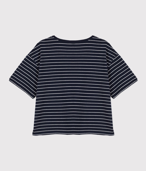 Women's Boxy Cotton T-Shirt blue/white