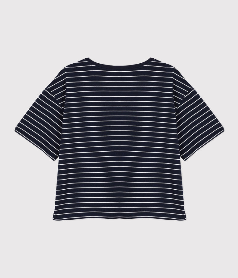 Women's Boxy Cotton T-Shirt blue/white