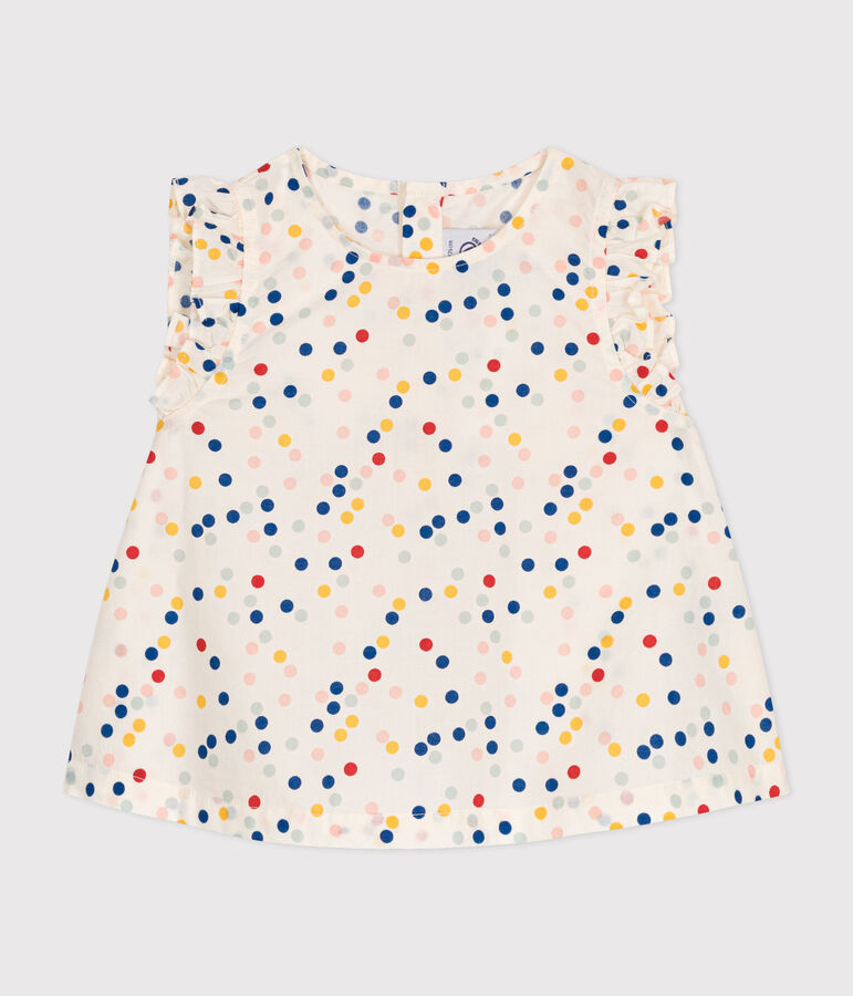 Babies' Sleeveless Poplin Blouse MARSHMALLOW white/MULTICO white