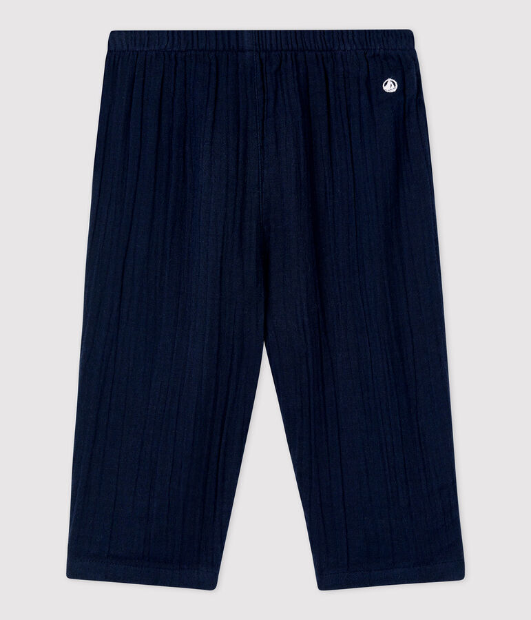 Babies' Organic Cotton Gauze Trousers SMOKING blue
