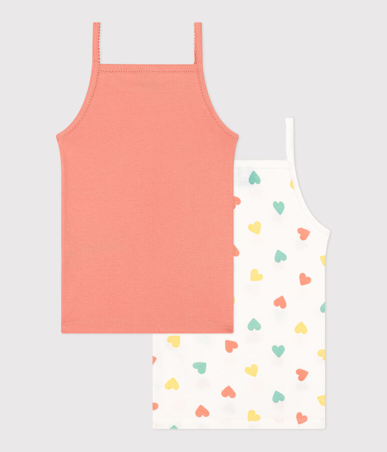 Children's heart print cotton tank tops - 2-pack multicolor