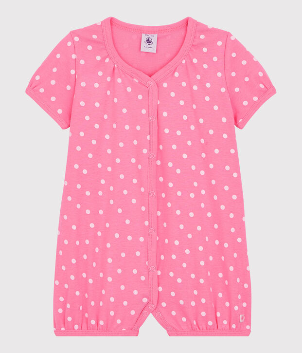 Babies' Spotted Cotton Playsuit pink/white