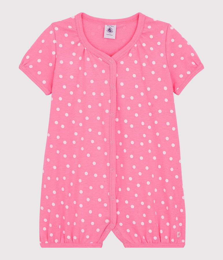 Babies' Spotted Cotton Playsuit pink/white