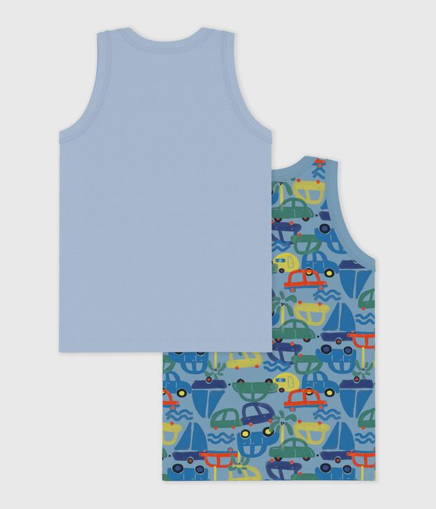 Pack of children's cotton tank tops printed with cars multicolor