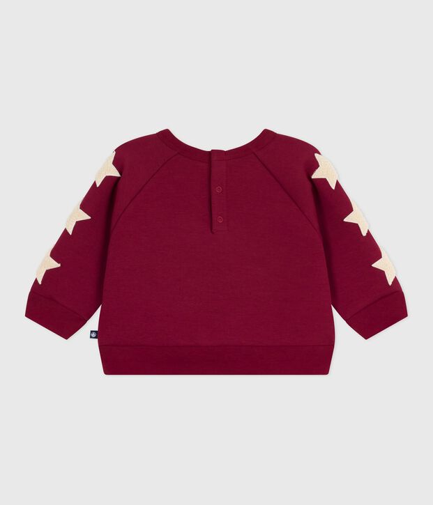 Babies' soft, warm, star-patterned cotton sweatshirt red