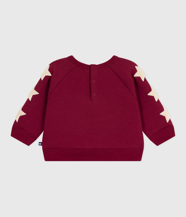Babies' soft, warm, star-patterned cotton sweatshirt red