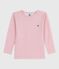 Children's long-sleeved plain wool and cotton t-shirt JOLI pink