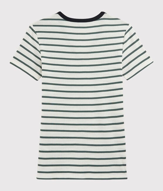 Women's Iconic V-Neck Cotton T-Shirt MARSHMALLOW white/VALLEE green