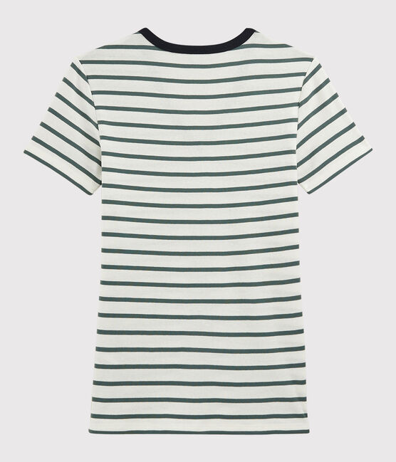 Women's Iconic V-Neck Cotton T-Shirt MARSHMALLOW white/VALLEE green