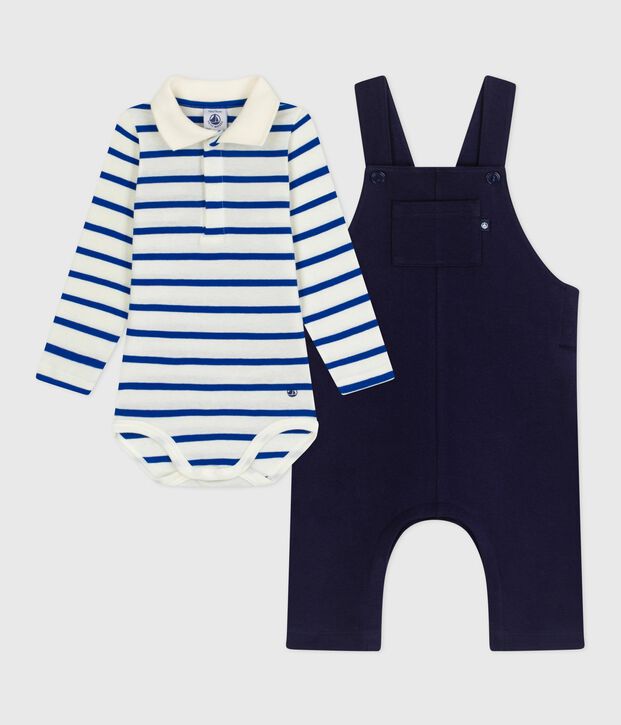 Babies' cotton gift set: dungarees and a body multicolor