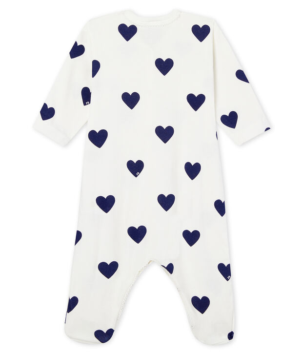 Baby girls-boys' ribbed sleepsuit white/blue