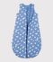 Babies' 2.5 TOG cotton sleeping bag printed with hearts blue/white