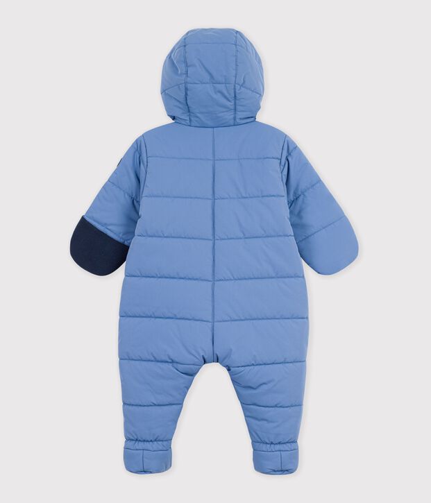 Babies' plain polyester snowsuit blue