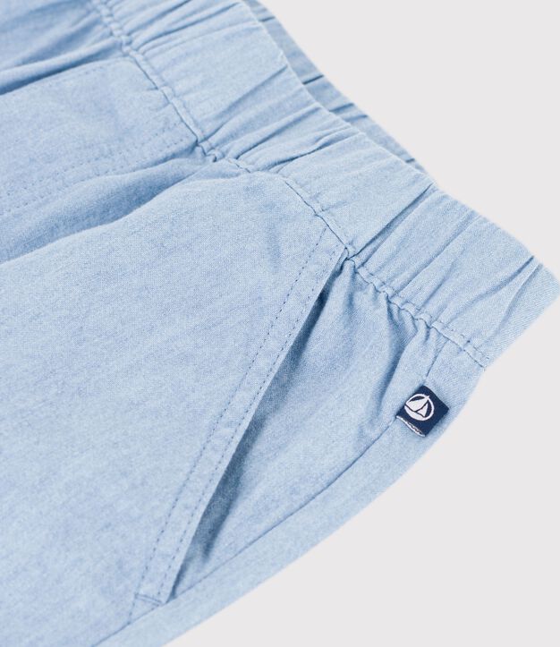 Children's Bermuda shorts in plain cotton blue