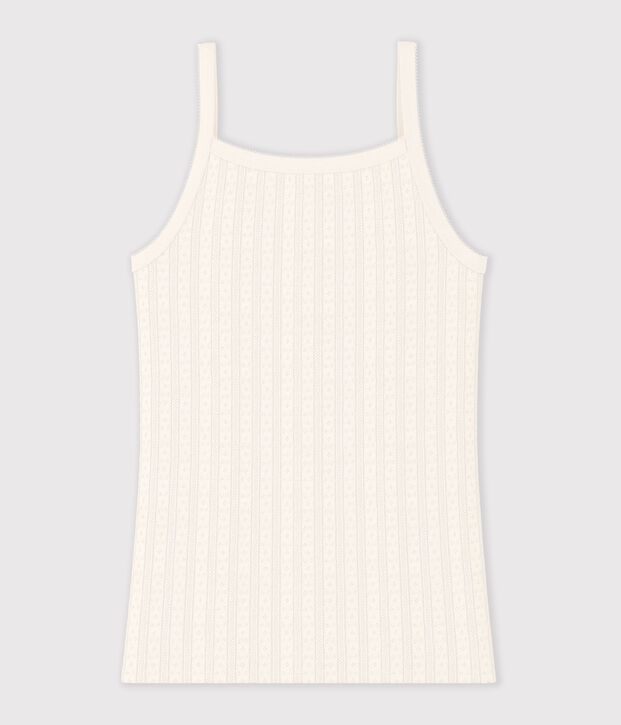 Women's strappy openwork cotton top MILK