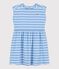 Children's sleeveless stripy cotton dress blue/white