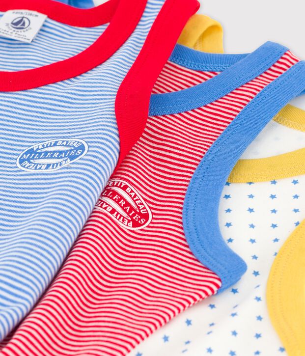 Boys' Pinstriped Organic Cotton Vests - 3-Pack multicolor