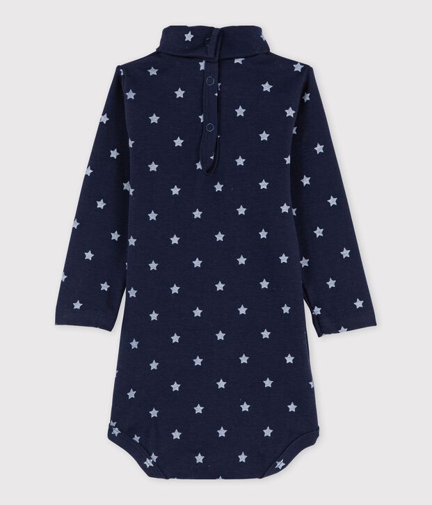 Unisex Babies' Long-Sleeved Roll-Neck Bodysuit blue/white