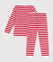 Children's stripy velour pyjamas AURORA red/MARSHMALLOW
