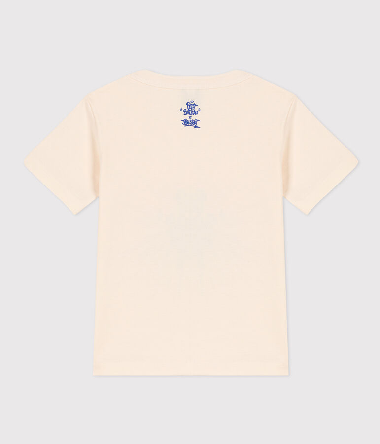 Boys' short-sleeved cotton T-shirt Ecru/multicolor
