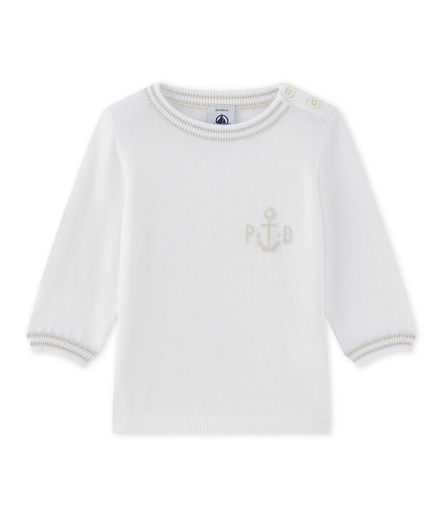 Baby boy's knit sweater white