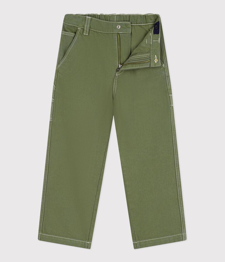Children's cotton carpenter-style trousers green