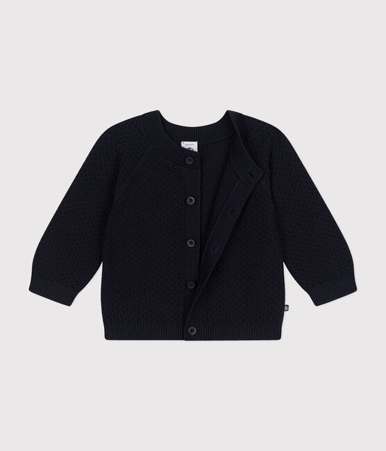 Babies' Knitted Cotton Cardigan SMOKING blue