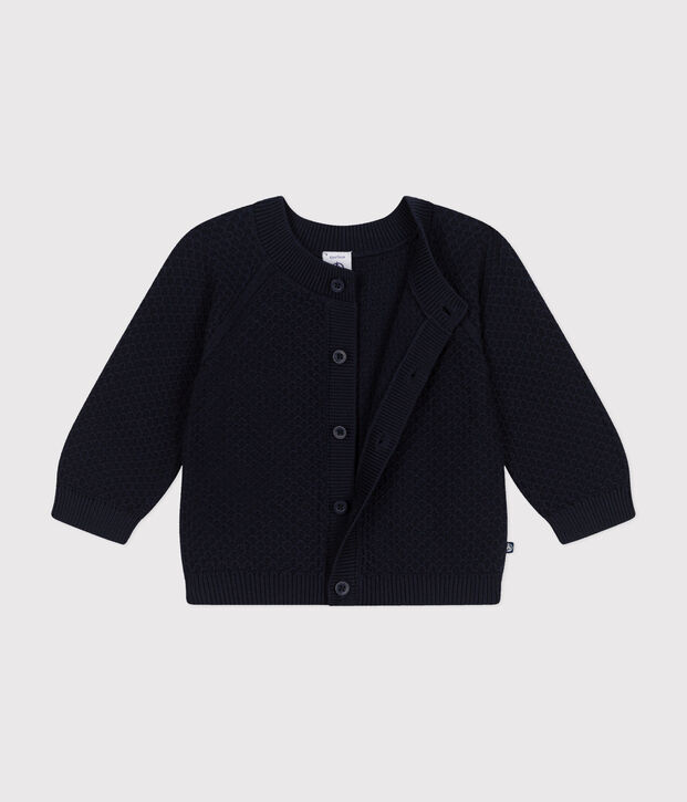 Babies' Knitted Cotton Cardigan blue