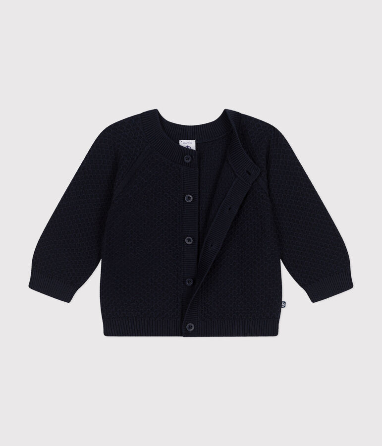 Babies' Knitted Cotton Cardigan blue