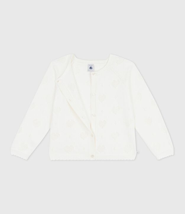 Children's plain cotton cardigan white