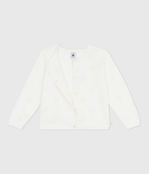 Children's plain cotton cardigan white