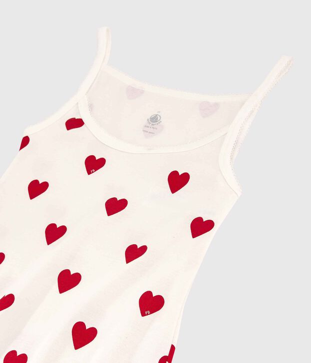 Women's Heart Cotton Strappy Top white/red