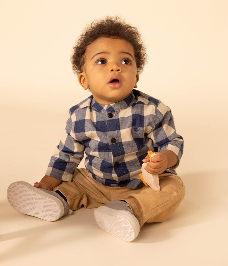 Babies' Checked Flannel Shirt blue/ecru