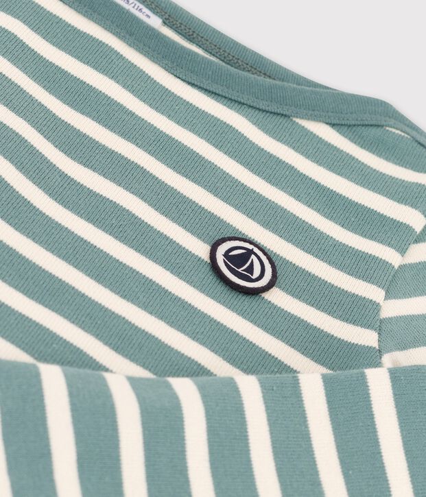 Unisex Children's Striped Cotton Top green/ecru