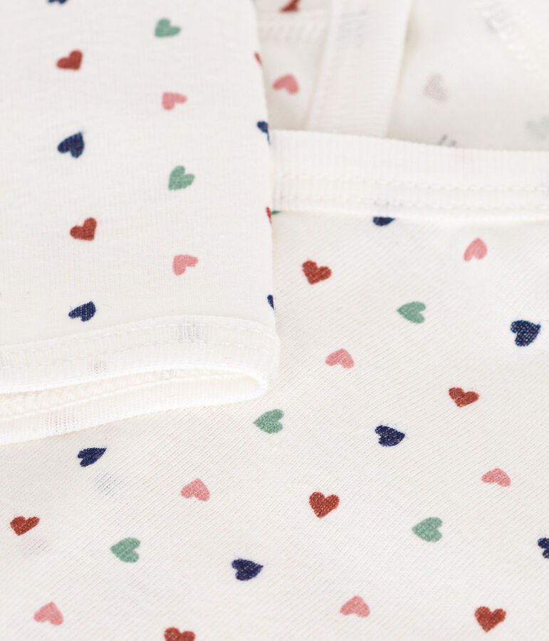 Babies' Long-Sleeved Cotton Wrapover Bodysuit. MARSHMALLOW white/MULTICO white