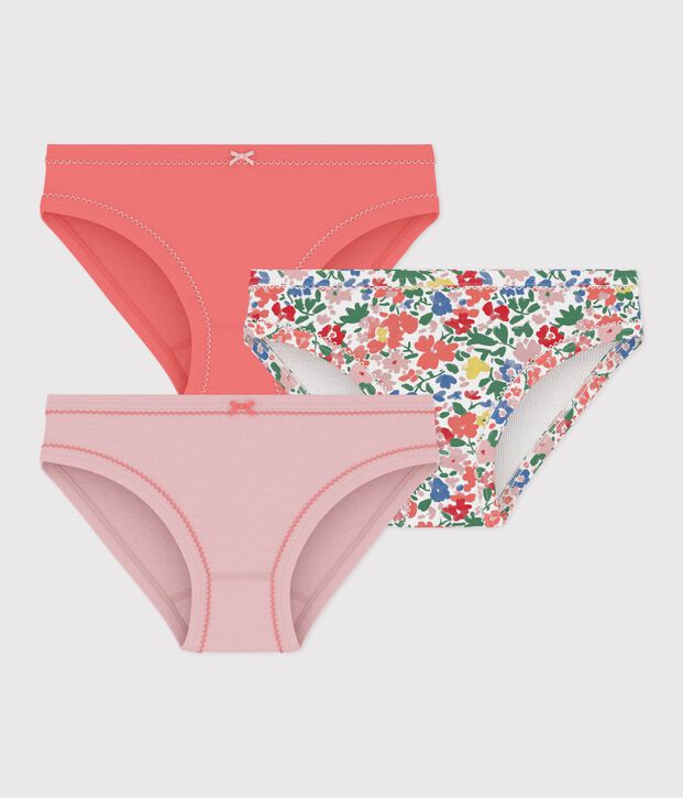 Pack of children's flower-patterned cotton pants multicolor