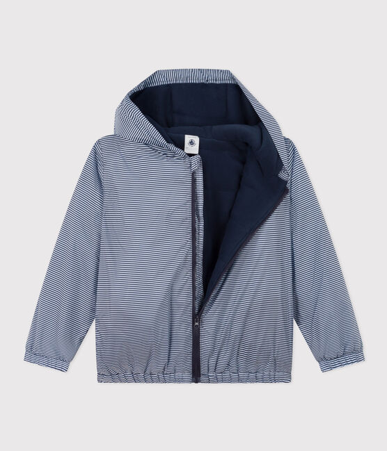 Children's unisex recycled polyester warm windbreaker SMOKING blue/MARSHMALLOW white