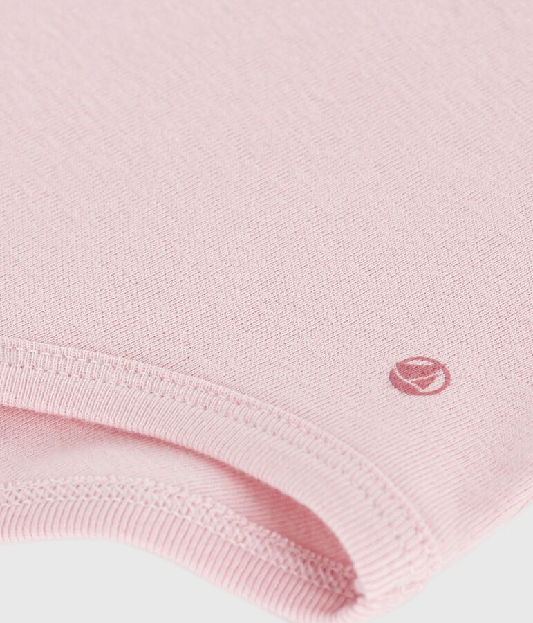 Babies' plain cotton body with a collar pink
