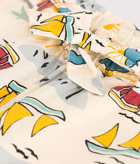 Girls' Patterned Poplin Shorts AVALANCHE white/MULTICO