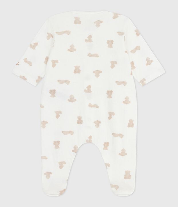 Babies' printed tube knit pyjama suit white/BRUN