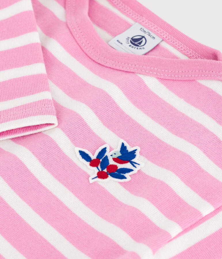 Babies' cotton Breton top BOUDOIR pink/MILK