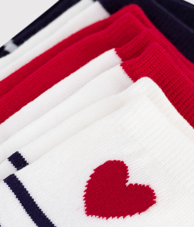 5 pairs of babies' cotton socks with stripes and hearts multicolor