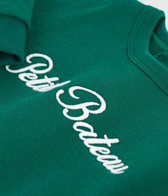 Babies' Petit Bateau embroidered cotton sweatshirt EVERGREEN green