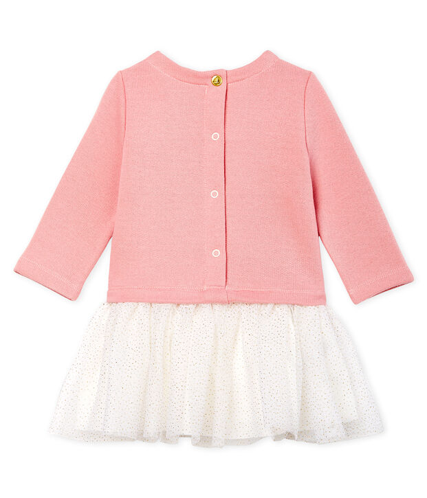 Baby Girls' Long-Sleeved Dual Material Dress pink/multicolor