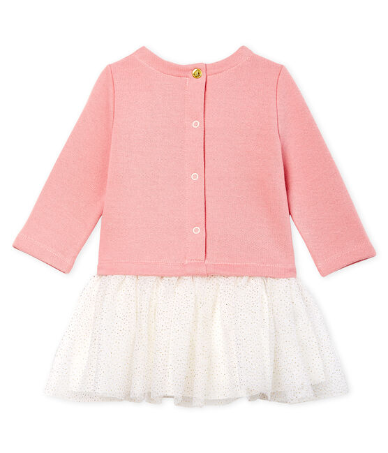 Baby Girls' Long-Sleeved Dual Material Dress CHARME pink/MULTICO CN white