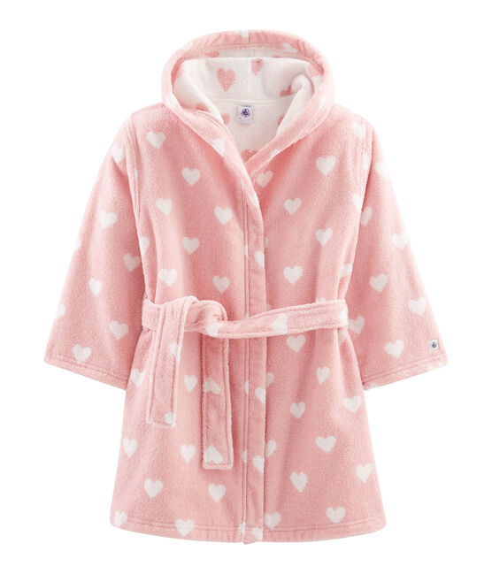 Girls' Terry Bathrobe CHARME pink/MARSHMALLOW white